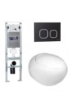 Комплект WeltWasser AMBERG 350 ST + JECKENBACH 004 GL-WT + AMBERG RD-BL инсталляция с унитазом и кнопкой смыва