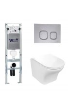 Комплект WeltWasser AMBERG 350 ST + ODENBACH 004 GL-WT + AMBERG RD-CR инсталляция с унитазом и кнопкой смыва Комплект WeltWasser AMBERG 350 ST + ODENBACH 004 GL-WT + AMBERG RD-CR инсталляция с унитазом и кнопкой смыва