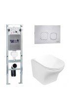 Комплект WeltWasser AMBERG 350 ST + ODENBACH 004 GL-WT + AMBERG RD-MT CR инсталляция с унитазом и кнопкой смыва Комплект WeltWasser AMBERG 350 ST + ODENBACH 004 GL-WT + AMBERG RD-MT CR инсталляция с унитазом и кнопкой смыва
