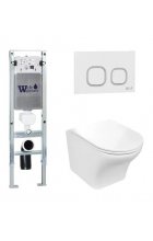 Комплект WeltWasser AMBERG 350 ST + ODENBACH 004 GL-WT + AMBERG RD-WT инсталляция с унитазом и кнопкой смыва