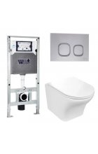 Комплект WeltWasser AMBERG 506 ST + ODENBACH 004 GL-WT + AMBERG RD-CR инсталляция с унитазом и кнопкой смыва