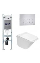 Комплект WeltWasser AMBERG 350 ST + ROTBACH 004 GL-WT + AMBERG RD-MT CR инсталляция с унитазом и кнопкой смыва
