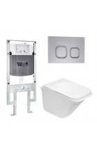 Комплект WeltWasser AMBERG 497 ST + ROTBACH 004 GL-WT + AMBERG RD-CR инсталляция с унитазом и кнопкой смыва