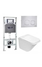 Комплект WeltWasser AMBERG 506 ST + ROTBACH 004 GL-WT + AMBERG RD-MT CR инсталляция с унитазом и кнопкой смыва