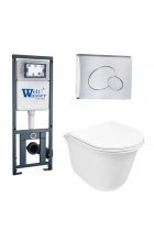 Комплект WeltWasser MARBERG 410 + TELBACH 004 GL-WT + MAR 410 RD инсталляция с унитазом и кнопкой смыва