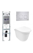 Комплект WeltWasser AMBERG 350 ST + TELBACH 004 GL-WT + AMBERG RD-MT CR инсталляция с унитазом и кнопкой смыва