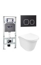Комплект WeltWasser AMBERG 506 ST + TELBACH 004 GL-WT + AMBERG RD-BL инсталляция с унитазом и кнопкой смыва