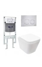 Комплект WeltWasser AMBERG 497 ST + GELBACH 004 GL-WT + AMBERG RD-MT CR инсталляция с унитазом и кнопкой смыва Комплект WeltWasser AMBERG 497 ST + GELBACH 004 GL-WT + AMBERG RD-MT CR инсталляция с унитазом и кнопкой смыва