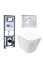 Комплект WeltWasser MARBERG 410 + GELBACH 004 GL-WT + MAR 410 RD инсталляция с унитазом и кнопкой смыва