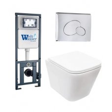 Комплект WeltWasser MARBERG 410 + GELBACH 004 GL-WT + MAR 410 RD инсталляция с унитазом и кнопкой смыва