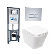 Комплект WeltWasser MARBERG 410 + GELBACH 004 GL-WT + MAR 410 SE инсталляция с унитазом и кнопкой смыва