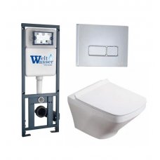 Комплект WeltWasser MARBERG 410 + HOFBACH 004 GL-WT + Mar 410 SE инсталляция с унитазом и кнопкой смыва