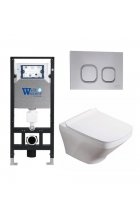 Комплект WeltWasser AMBERG 506 + HOFBACH 004 GL-WT + AMBERG RD-CR инсталляция с унитазом и кнопкой смыва
