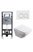 Комплект WeltWasser AMBERG 506 + HOFBACH 004 GL-WT + AMBERG RD-WT инсталляция с унитазом и кнопкой смыва