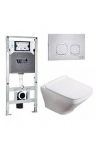 Комплект WeltWasser AMBERG 506 ST + HOFBACH 004 GL-WT + AMBERG RD-MT CR инсталляция с унитазом и кнопкой смыва