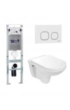 Комплект WeltWasser AMBERG 350 ST + BAARBACH 004 GL-WT + AMBERG RD-WT инсталляция с унитазом и кнопкой смыва