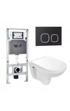 Комплект WeltWasser AMBERG 506 ST + BAARBACH 004 GL-WT + AMBERG RD-BL инсталляция с унитазом и кнопкой смыва