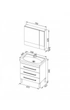 Мебель для ванной Aquanet Сиена 70 белая, 3 ящика