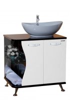 Рио-70 тумба прямая комбин. черная/белое прав.