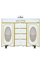 Монако -120 Тумба с 4 ящиками белая патина/стекло Л-Мнк01120-0134Я