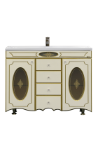 Монако -120 Тумба с 4 ящиками бежевая патина/стекло  Л-Мнк01120-0334Я