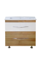 Турин - 80 Тумба с 2 ящ. напольная орех глянец/белый П-Тур01080-96142Я